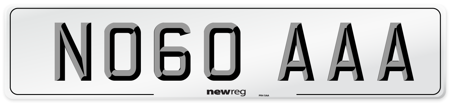 NO60 AAA Number Plate from New Reg